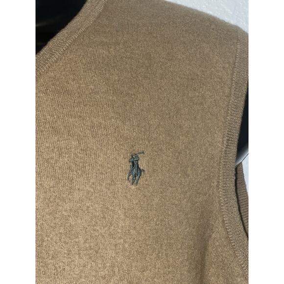POLO RALPH LAUREN Vest Mens Large Brown Pullover Sweater Casual Preppy Wool - Picture 2 of 7